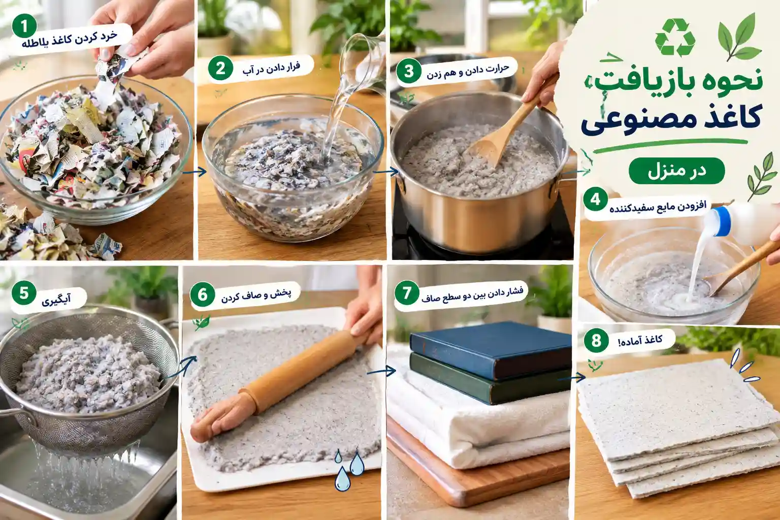 روش بازیافت کاغذ مصنوعی در منزل با وسایل ساده